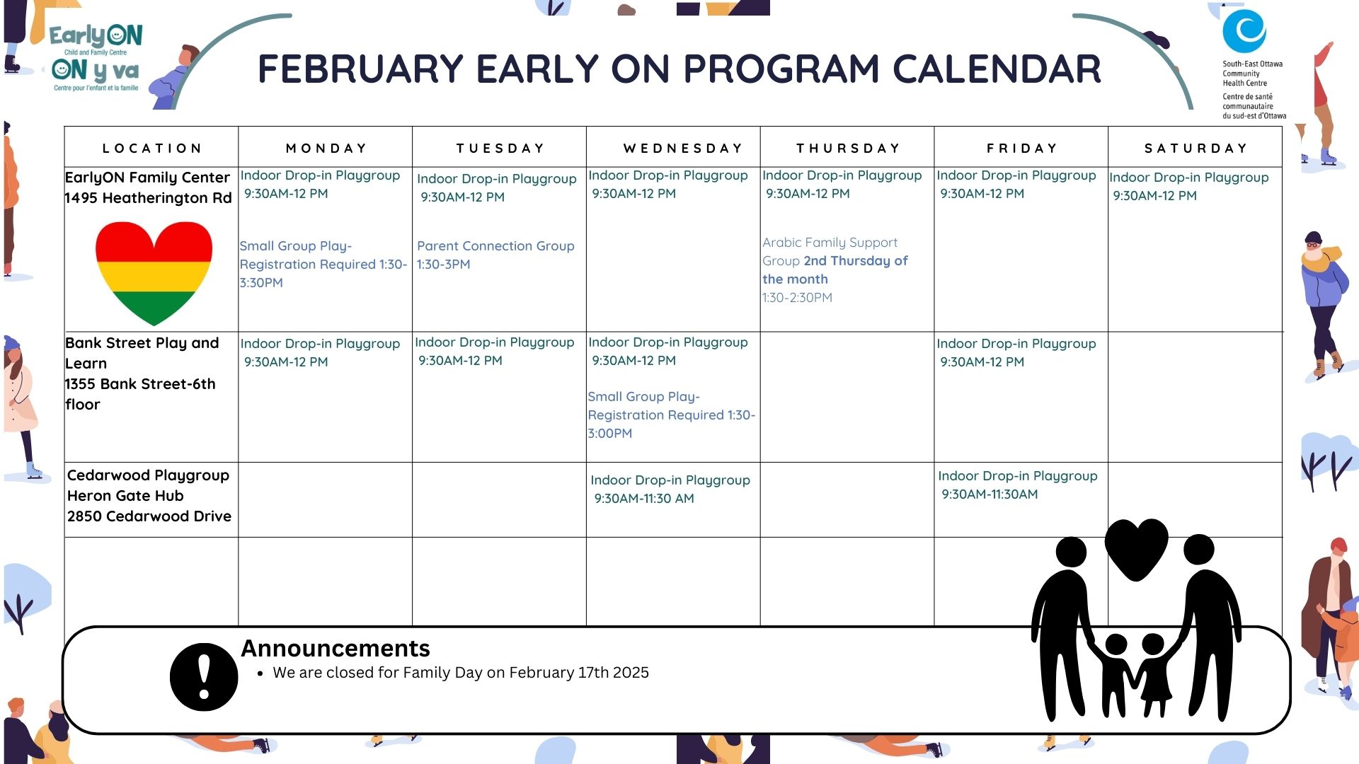 Program Calendar for EarlyON